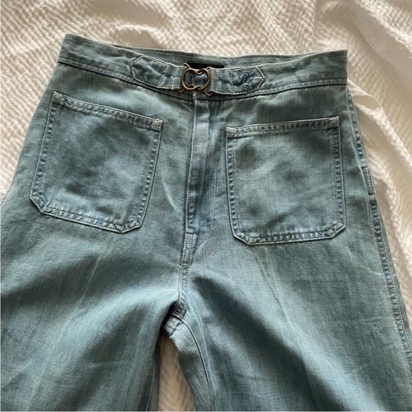 Polo Ralph Lauren Ultra High Rise Linen Blend Wide Leg Jeans - Picture 5 of 5